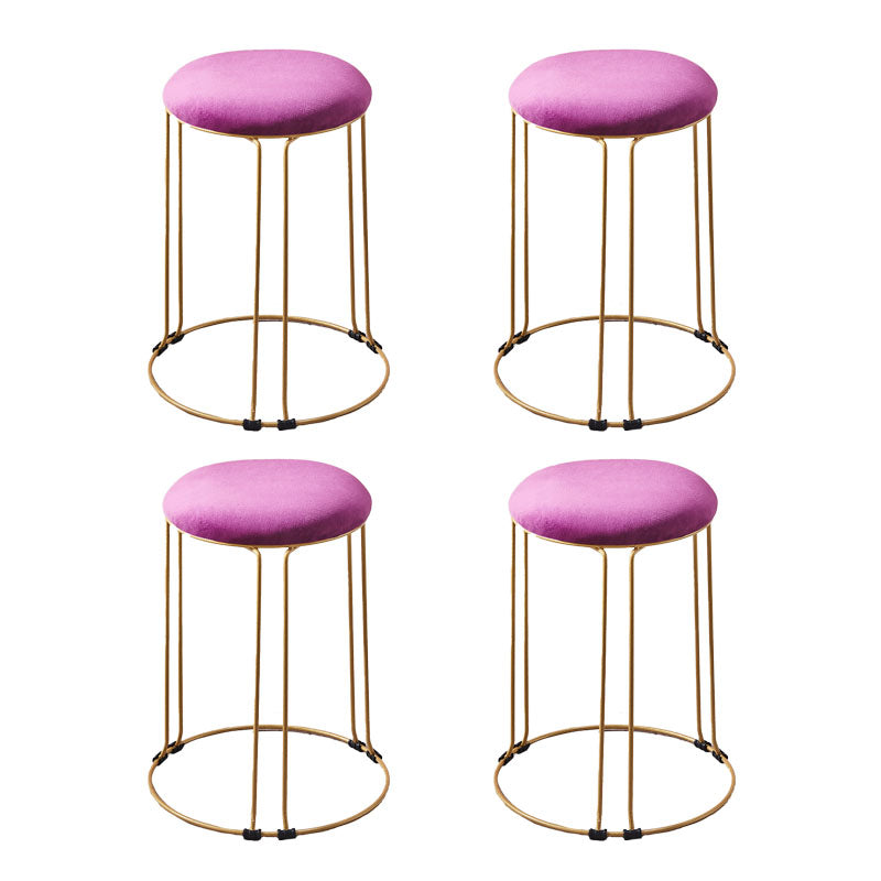 Metal Frame Pouf Plain Round Contemporary Velvet Fade Resistant Ottoman Purple 4 Piece Set Clearhalo 'furn' 'furn_ottomans_poufs' 'Furniture' 'Living Room Furniture' 'Ottomans & Poufs' 'ottomans_poufs' 6394070