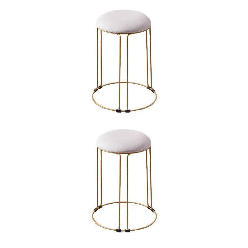 Metal Frame Pouf Plain Round Contemporary Velvet Fade Resistant Ottoman White 2 Piece Set Clearhalo 'furn' 'furn_ottomans_poufs' 'Furniture' 'Living Room Furniture' 'Ottomans & Poufs' 'ottomans_poufs' 6394071