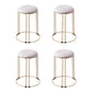 Metal Frame Pouf Plain Round Contemporary Velvet Fade Resistant Ottoman White 4 Piece Set Clearhalo 'furn' 'furn_ottomans_poufs' 'Furniture' 'Living Room Furniture' 'Ottomans & Poufs' 'ottomans_poufs' 6394072