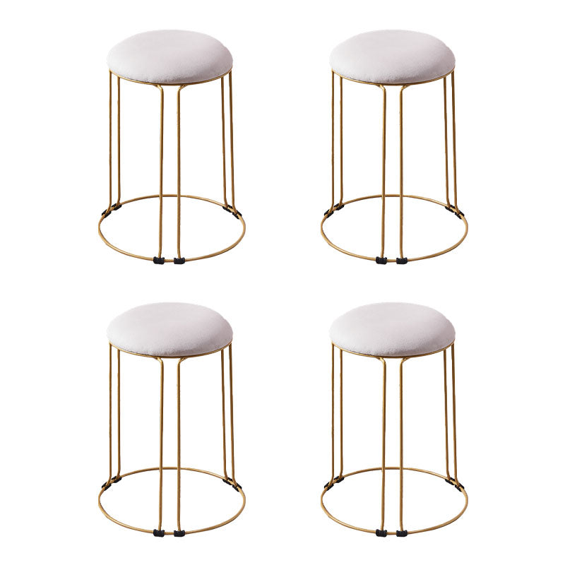 Metal Frame Pouf Plain Round Contemporary Velvet Fade Resistant Ottoman White 4 Piece Set Clearhalo 'furn' 'furn_ottomans_poufs' 'Furniture' 'Living Room Furniture' 'Ottomans & Poufs' 'ottomans_poufs' 6394072
