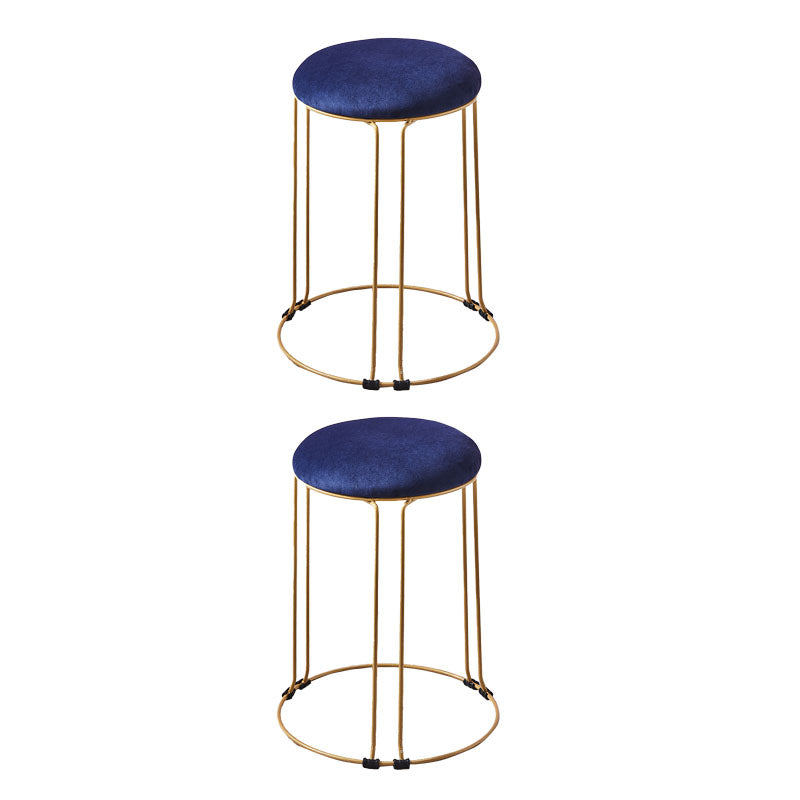 Metal Frame Pouf Plain Round Contemporary Velvet Fade Resistant Ottoman Blue 2 Piece Set Clearhalo 'furn' 'furn_ottomans_poufs' 'Furniture' 'Living Room Furniture' 'Ottomans & Poufs' 'ottomans_poufs' 6394075