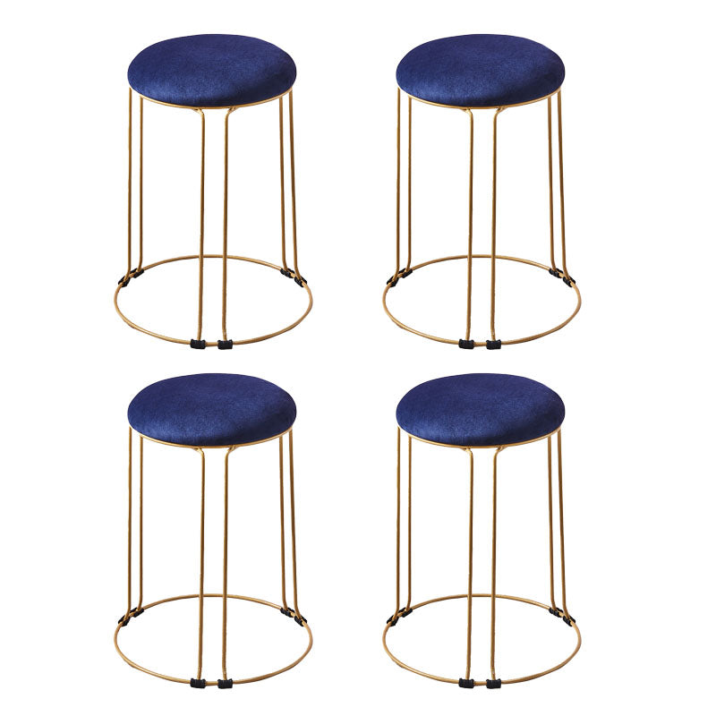 Metal Frame Pouf Plain Round Contemporary Velvet Fade Resistant Ottoman Blue 4 Piece Set Clearhalo 'furn' 'furn_ottomans_poufs' 'Furniture' 'Living Room Furniture' 'Ottomans & Poufs' 'ottomans_poufs' 6394076