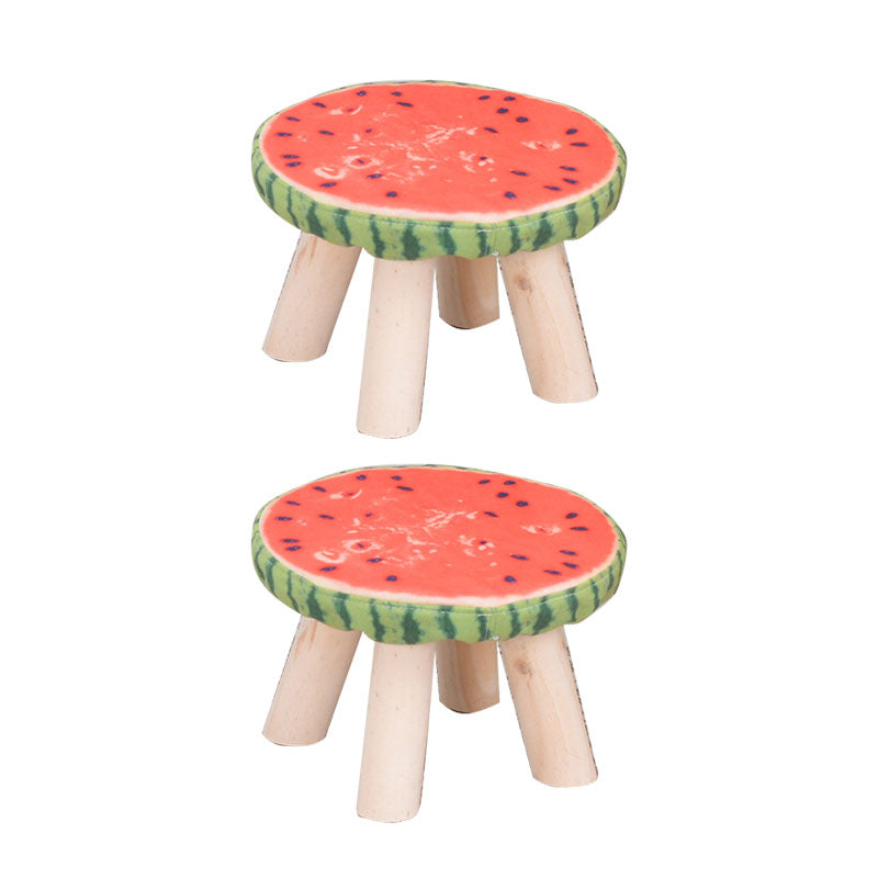 Modern Watermelon Standard Tear Resistant Round Standard for Living Room Watermelon Red 2 Piece Set Clearhalo 'furn' 'furn_ottomans_poufs' 'Furniture' 'Living Room Furniture' 'Ottomans & Poufs' 'ottomans_poufs' 6394099