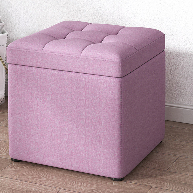 Tufted Pouf Solid Color Fabric Square Scratch Resistant Pouf Ottoman with Storage Purple 1 Piece Clearhalo 'furn' 'furn_ottomans_poufs' 'Furniture' 'Living Room Furniture' 'Ottomans & Poufs' 'ottomans_poufs' 6394115