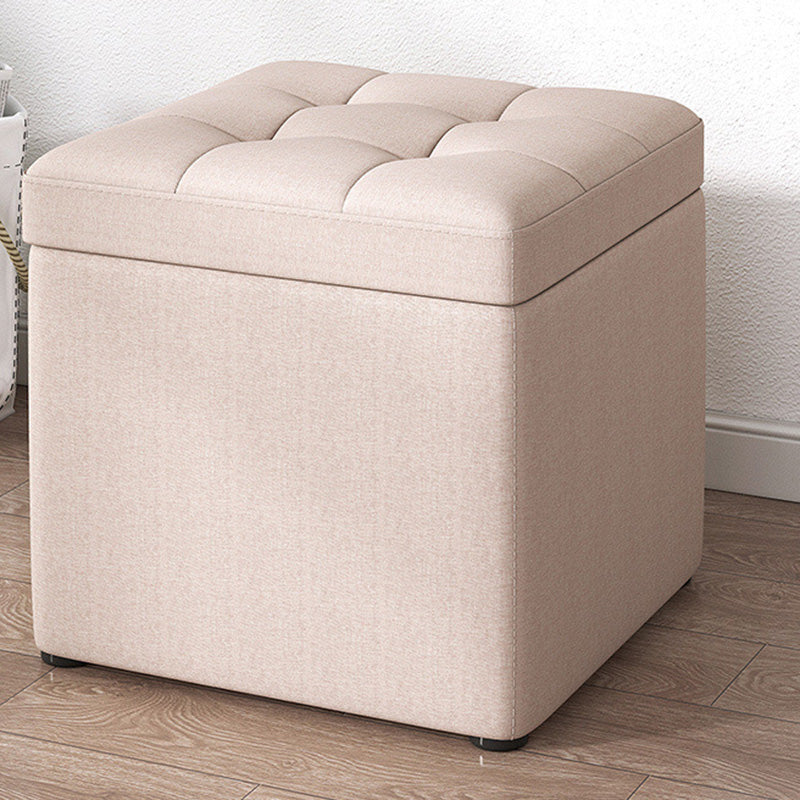 Tufted Pouf Solid Color Fabric Square Scratch Resistant Pouf Ottoman with Storage Beige 1 Piece Clearhalo 'furn' 'furn_ottomans_poufs' 'Furniture' 'Living Room Furniture' 'Ottomans & Poufs' 'ottomans_poufs' 6394132