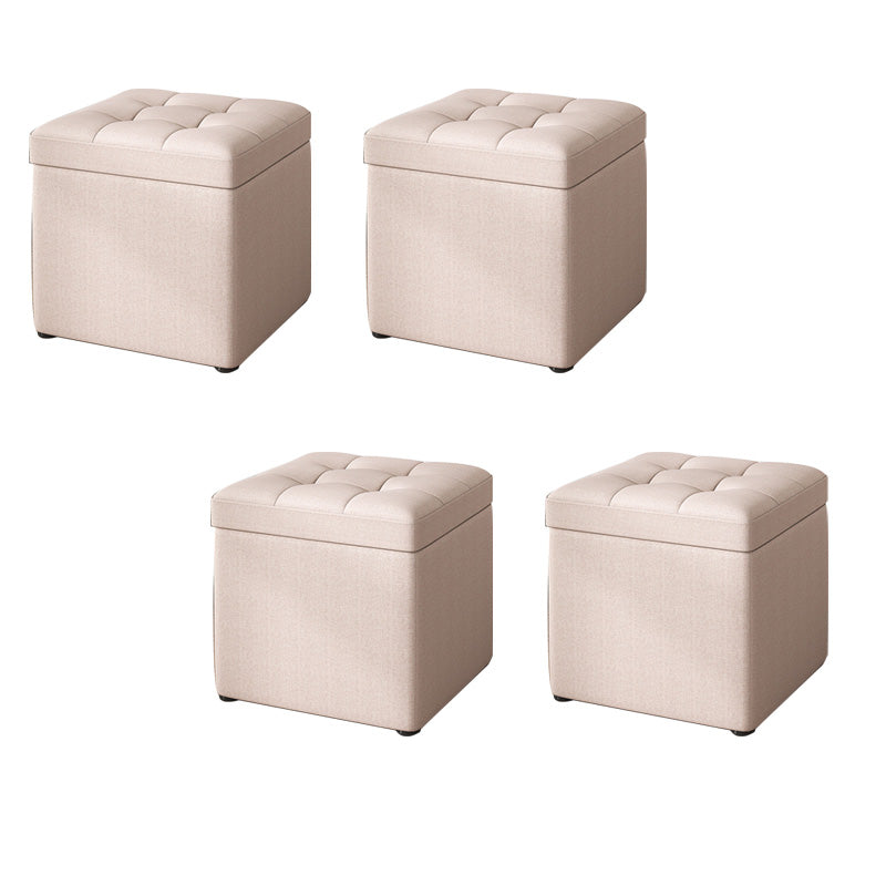 Tufted Pouf Solid Color Fabric Square Scratch Resistant Pouf Ottoman with Storage Beige 4 Piece Set Clearhalo 'furn' 'furn_ottomans_poufs' 'Furniture' 'Living Room Furniture' 'Ottomans & Poufs' 'ottomans_poufs' 6394137