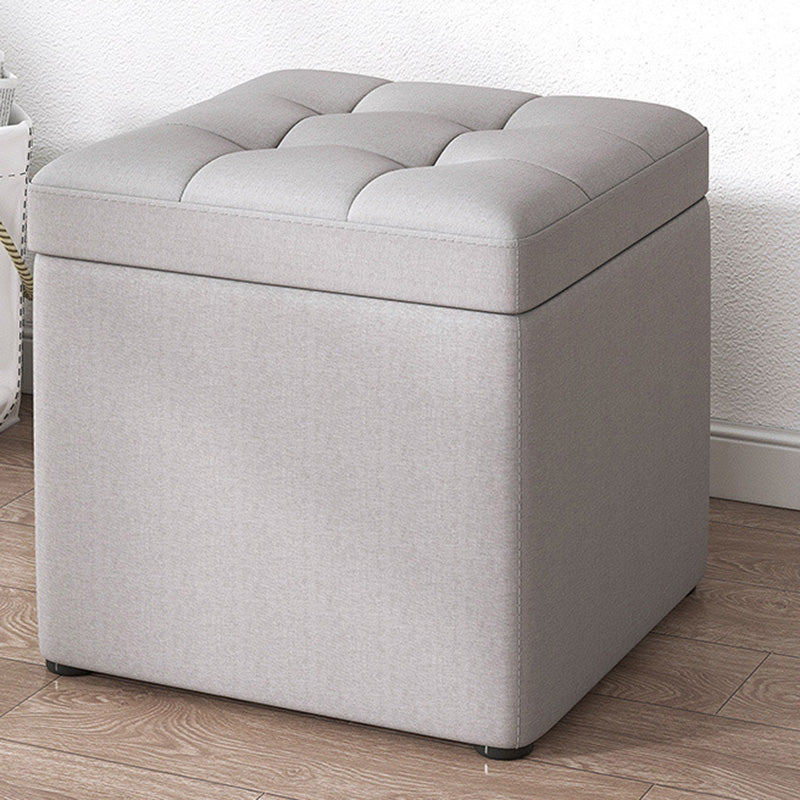 Tufted Pouf Solid Color Fabric Square Scratch Resistant Pouf Ottoman with Storage Light Gray 1 Piece Clearhalo 'furn' 'furn_ottomans_poufs' 'Furniture' 'Living Room Furniture' 'Ottomans & Poufs' 'ottomans_poufs' 6394139