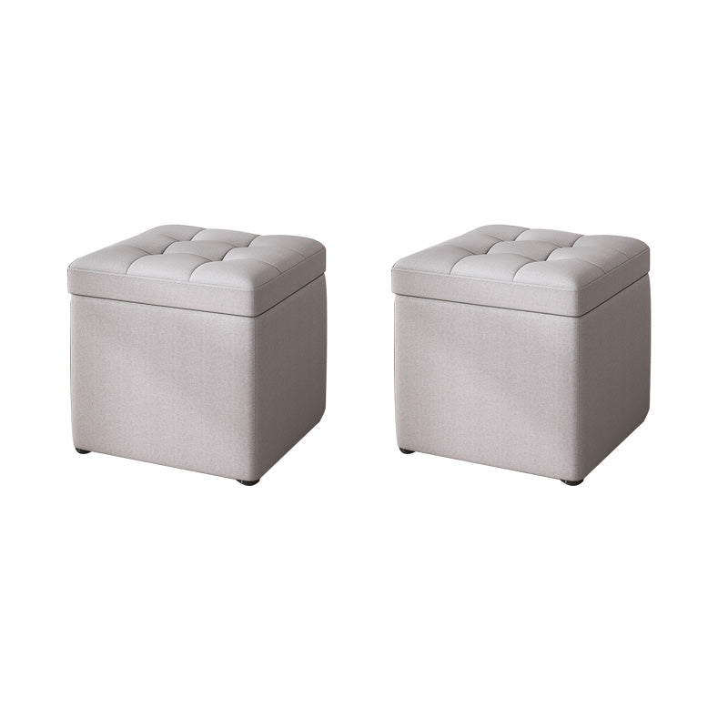 Tufted Pouf Solid Color Fabric Square Scratch Resistant Pouf Ottoman with Storage Light Gray 2 Piece Set Clearhalo 'furn' 'furn_ottomans_poufs' 'Furniture' 'Living Room Furniture' 'Ottomans & Poufs' 'ottomans_poufs' 6394140