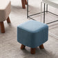 Square Pouf Stool Pure Color Cotton Linen Upholstered Wood Frame Pouf Ottoman 11"L x 11"W x 11"H Blue 1 Piece Clearhalo 'furn' 'furn_ottomans_poufs' 'Furniture' 'Living Room Furniture' 'Ottomans & Poufs' 'ottomans_poufs' 6394158