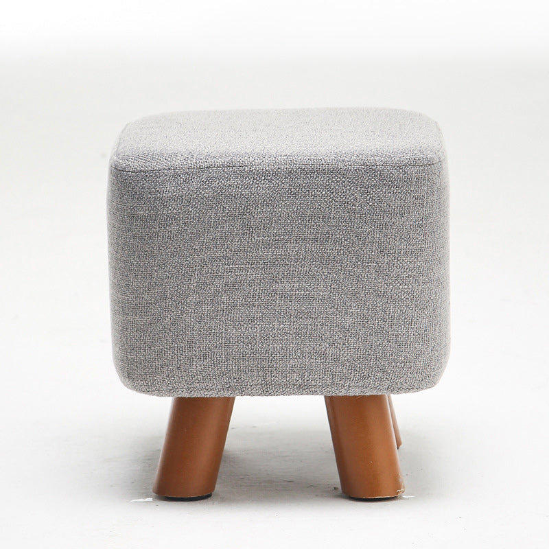 Square Pouf Stool Pure Color Cotton Linen Upholstered Wood Frame Pouf Ottoman Clearhalo 'furn' 'furn_ottomans_poufs' 'Furniture' 'Living Room Furniture' 'Ottomans & Poufs' 'ottomans_poufs' 6394161