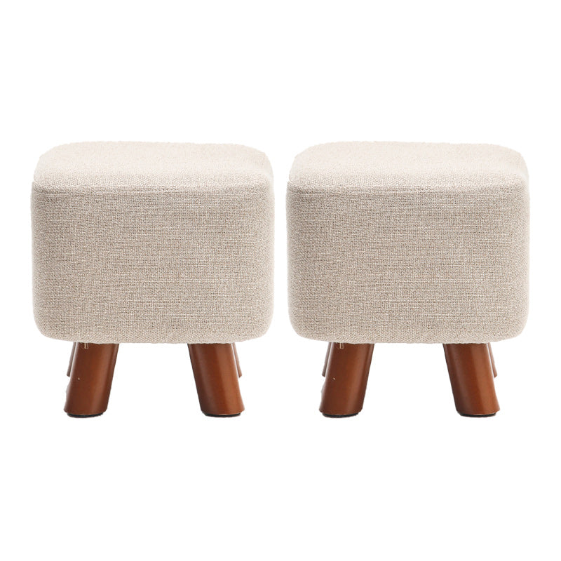 Square Pouf Stool Pure Color Cotton Linen Upholstered Wood Frame Pouf Ottoman 11"L x 11"W x 11"H Light Gray 2 Piece Set Clearhalo 'furn' 'furn_ottomans_poufs' 'Furniture' 'Living Room Furniture' 'Ottomans & Poufs' 'ottomans_poufs' 6394162