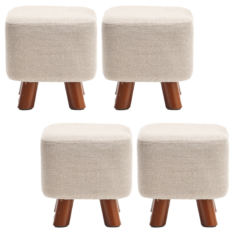 Square Pouf Stool Pure Color Cotton Linen Upholstered Wood Frame Pouf Ottoman 11"L x 11"W x 11"H Light Gray 4 Piece Set Clearhalo 'furn' 'furn_ottomans_poufs' 'Furniture' 'Living Room Furniture' 'Ottomans & Poufs' 'ottomans_poufs' 6394164