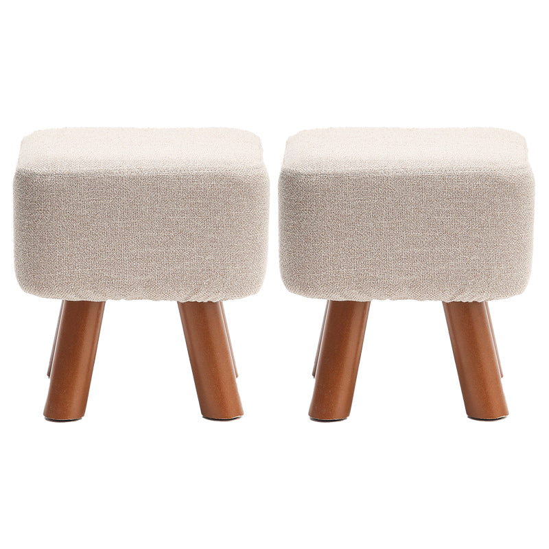 Square Pouf Stool Pure Color Cotton Linen Upholstered Wood Frame Pouf Ottoman 12"L x 12"W x 13"H Light Gray 2 Piece Set Clearhalo 'furn' 'furn_ottomans_poufs' 'Furniture' 'Living Room Furniture' 'Ottomans & Poufs' 'ottomans_poufs' 6394176