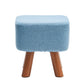 Square Pouf Stool Pure Color Cotton Linen Upholstered Wood Frame Pouf Ottoman 12"L x 12"W x 13"H Blue 1 Piece Clearhalo 'furn' 'furn_ottomans_poufs' 'Furniture' 'Living Room Furniture' 'Ottomans & Poufs' 'ottomans_poufs' 6394178
