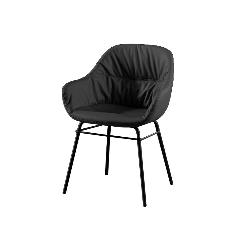 Modern Style Parsons Arm Chair Leather Upholstered Indoor Dining Chair Black 1 Piece Clearhalo 'Dining Chairs' 'Dining Tables & Seating' 'dining_chair' 'furn' 'furn_dining_chair' 'Furniture' 'Kitchen & Dining Furniture' 6394358