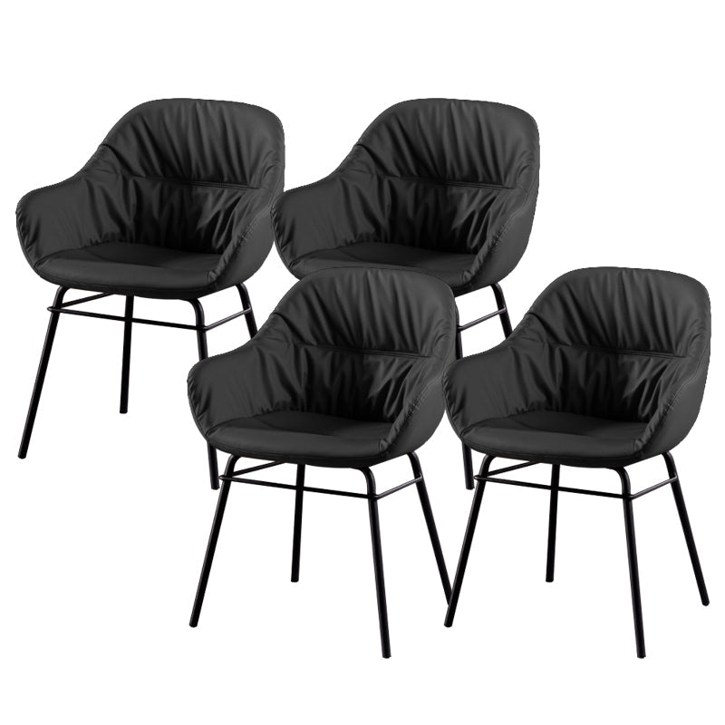 Modern Style Parsons Arm Chair Leather Upholstered Indoor Dining Chair Black 4 Piece Set Clearhalo 'Dining Chairs' 'Dining Tables & Seating' 'dining_chair' 'furn' 'furn_dining_chair' 'Furniture' 'Kitchen & Dining Furniture' 6394362