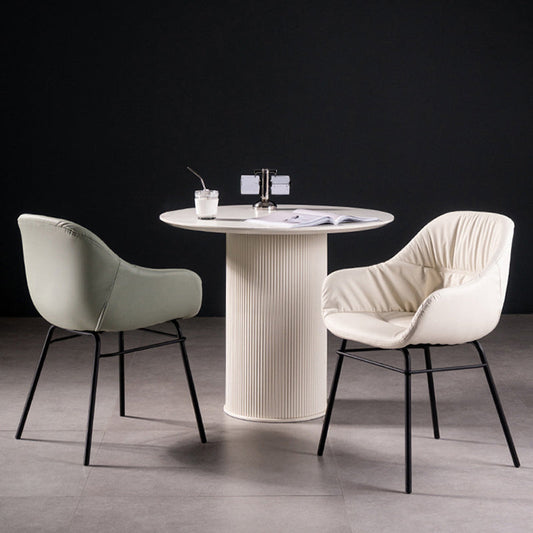 Modern Style Parsons Arm Chair Leather Upholstered Indoor Dining Chair Clearhalo 'Dining Chairs' 'Dining Tables & Seating' 'dining_chair' 'furn' 'furn_dining_chair' 'Furniture' 'Kitchen & Dining Furniture' 6394363