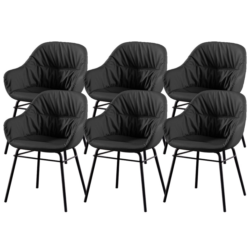 Modern Style Parsons Arm Chair Leather Upholstered Indoor Dining Chair Black 6 Piece Set Clearhalo 'Dining Chairs' 'Dining Tables & Seating' 'dining_chair' 'furn' 'furn_dining_chair' 'Furniture' 'Kitchen & Dining Furniture' 6394364