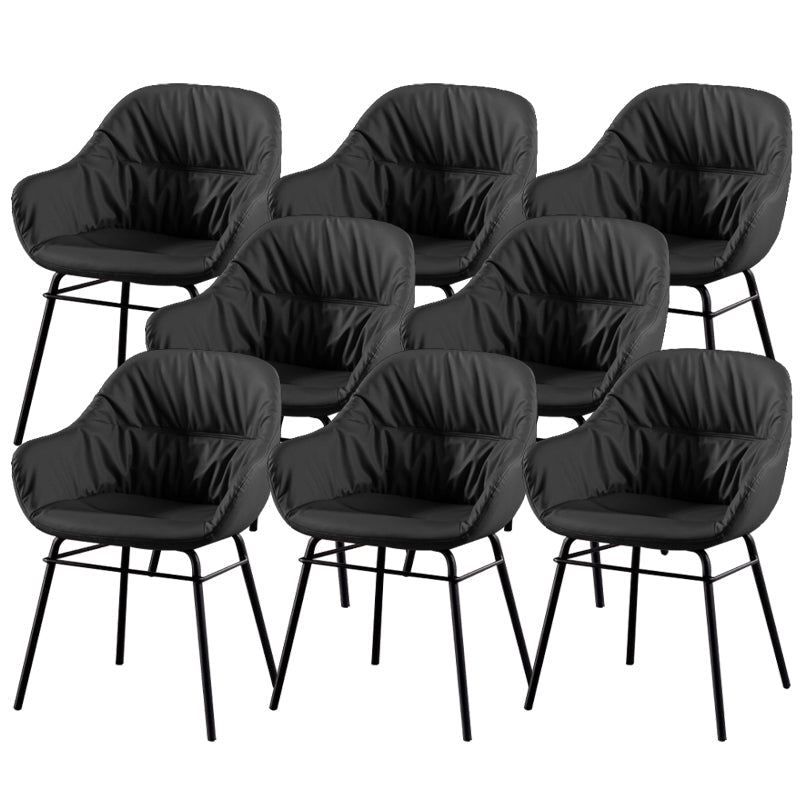 Modern Style Parsons Arm Chair Leather Upholstered Indoor Dining Chair Black 8 Piece Set Clearhalo 'Dining Chairs' 'Dining Tables & Seating' 'dining_chair' 'furn' 'furn_dining_chair' 'Furniture' 'Kitchen & Dining Furniture' 6394365