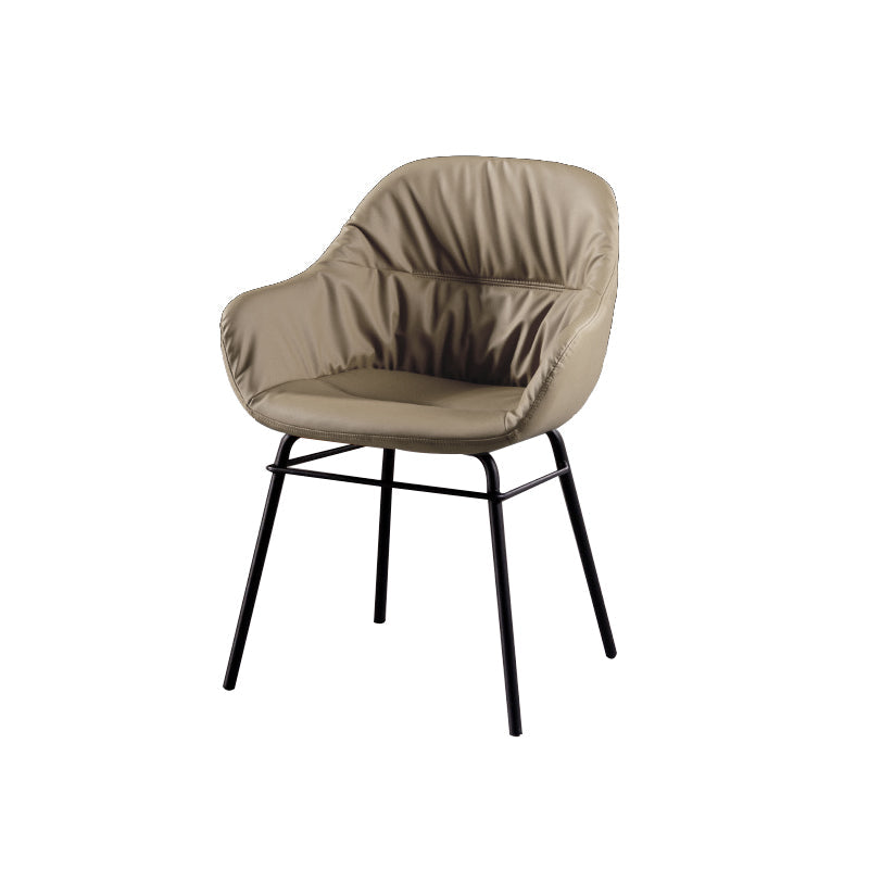 Modern Style Parsons Arm Chair Leather Upholstered Indoor Dining Chair Grey 1 Piece Clearhalo 'Dining Chairs' 'Dining Tables & Seating' 'dining_chair' 'furn' 'furn_dining_chair' 'Furniture' 'Kitchen & Dining Furniture' 6394368