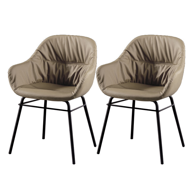 Modern Style Parsons Arm Chair Leather Upholstered Indoor Dining Chair Grey 2 Piece Set Clearhalo 'Dining Chairs' 'Dining Tables & Seating' 'dining_chair' 'furn' 'furn_dining_chair' 'Furniture' 'Kitchen & Dining Furniture' 6394369