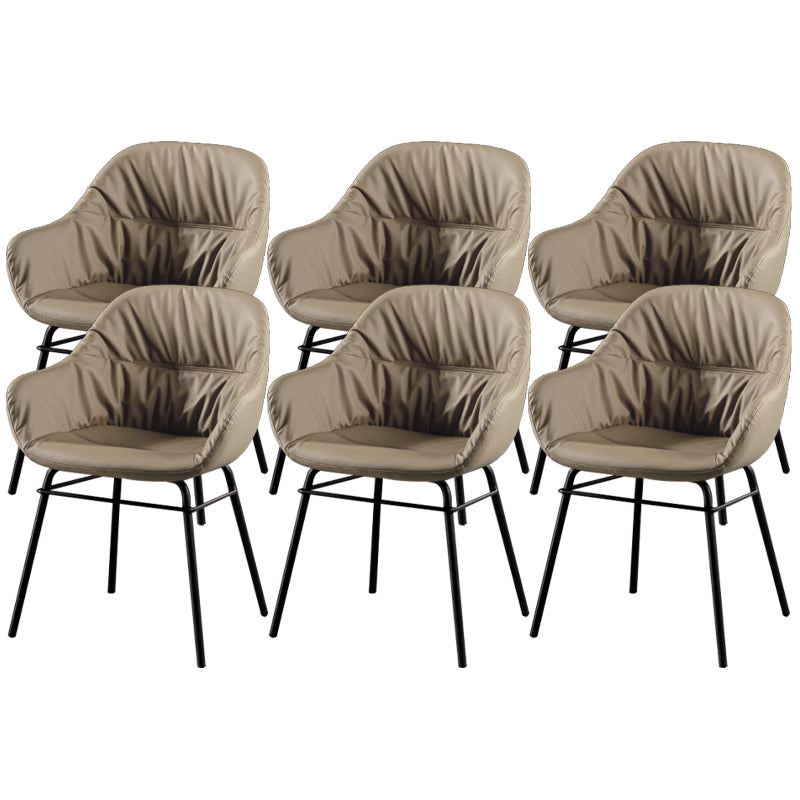 Modern Style Parsons Arm Chair Leather Upholstered Indoor Dining Chair Grey 6 Piece Set Clearhalo 'Dining Chairs' 'Dining Tables & Seating' 'dining_chair' 'furn' 'furn_dining_chair' 'Furniture' 'Kitchen & Dining Furniture' 6394373
