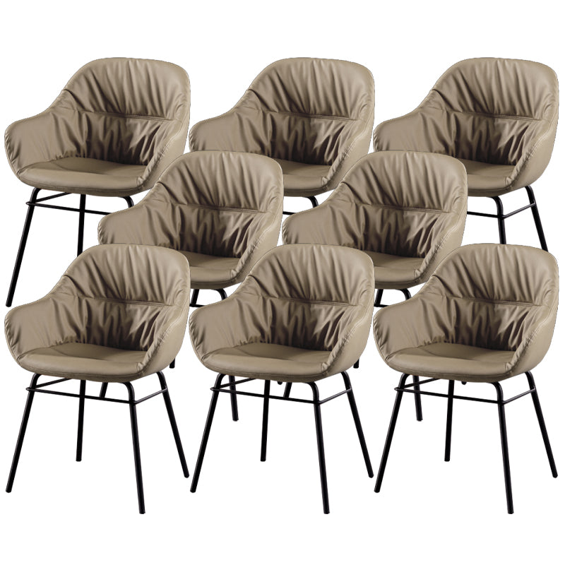 Modern Style Parsons Arm Chair Leather Upholstered Indoor Dining Chair Grey 8 Piece Set Clearhalo 'Dining Chairs' 'Dining Tables & Seating' 'dining_chair' 'furn' 'furn_dining_chair' 'Furniture' 'Kitchen & Dining Furniture' 6394375