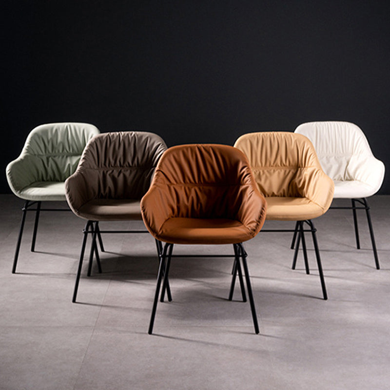 Modern Style Parsons Arm Chair Leather Upholstered Indoor Dining Chair Clearhalo 'Dining Chairs' 'Dining Tables & Seating' 'dining_chair' 'furn' 'furn_dining_chair' 'Furniture' 'Kitchen & Dining Furniture' 6394376