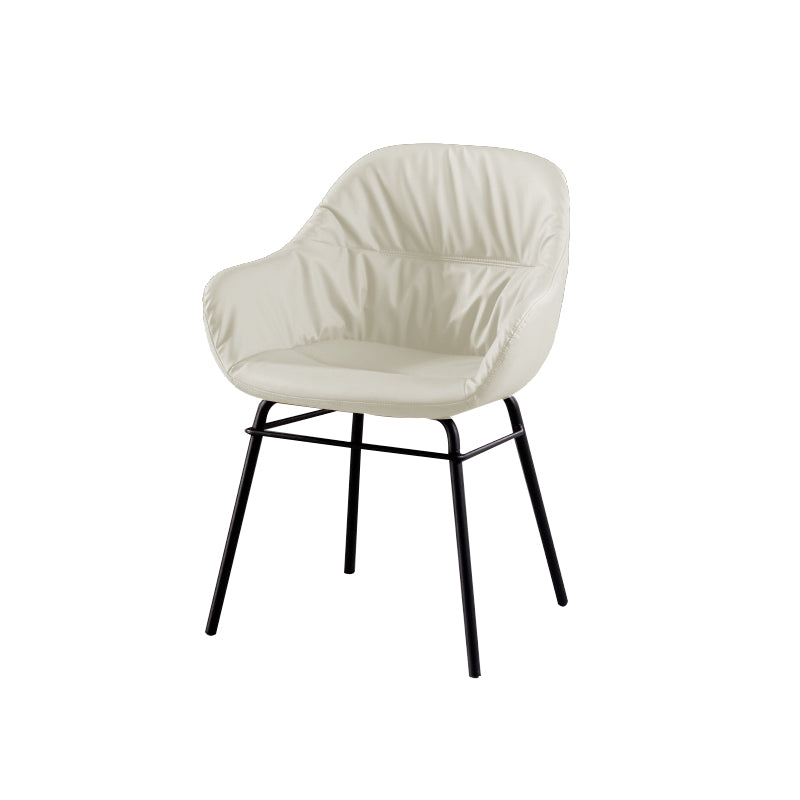 Modern Style Parsons Arm Chair Leather Upholstered Indoor Dining Chair White 1 Piece Clearhalo 'Dining Chairs' 'Dining Tables & Seating' 'dining_chair' 'furn' 'furn_dining_chair' 'Furniture' 'Kitchen & Dining Furniture' 6394377