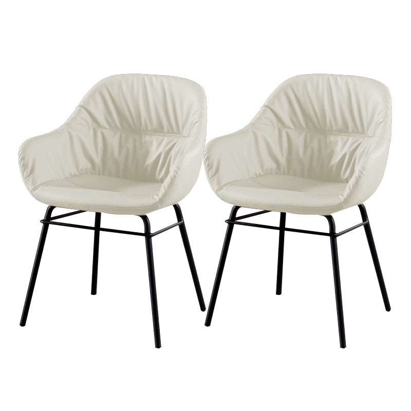 Modern Style Parsons Arm Chair Leather Upholstered Indoor Dining Chair White 2 Piece Set Clearhalo 'Dining Chairs' 'Dining Tables & Seating' 'dining_chair' 'furn' 'furn_dining_chair' 'Furniture' 'Kitchen & Dining Furniture' 6394378