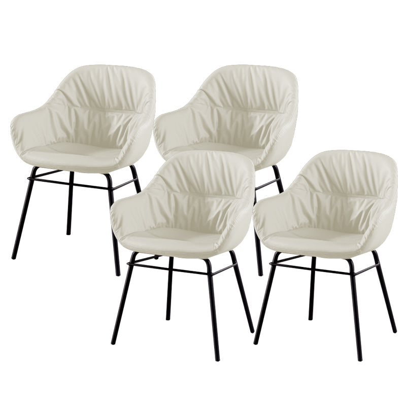 Modern Style Parsons Arm Chair Leather Upholstered Indoor Dining Chair White 4 Piece Set Clearhalo 'Dining Chairs' 'Dining Tables & Seating' 'dining_chair' 'furn' 'furn_dining_chair' 'Furniture' 'Kitchen & Dining Furniture' 6394379