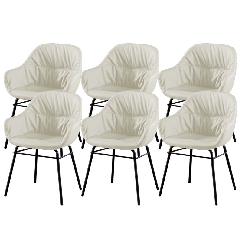 Modern Style Parsons Arm Chair Leather Upholstered Indoor Dining Chair White 6 Piece Set Clearhalo 'Dining Chairs' 'Dining Tables & Seating' 'dining_chair' 'furn' 'furn_dining_chair' 'Furniture' 'Kitchen & Dining Furniture' 6394380
