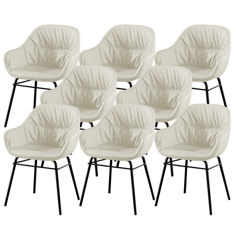 Modern Style Parsons Arm Chair Leather Upholstered Indoor Dining Chair White 8 Piece Set Clearhalo 'Dining Chairs' 'Dining Tables & Seating' 'dining_chair' 'furn' 'furn_dining_chair' 'Furniture' 'Kitchen & Dining Furniture' 6394381