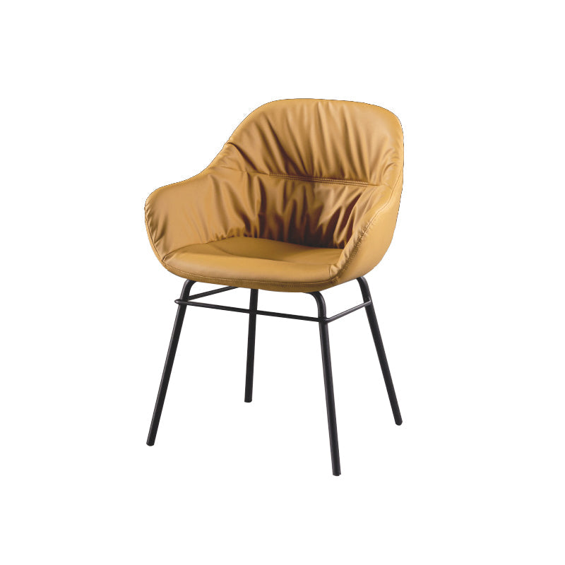 Modern Style Parsons Arm Chair Leather Upholstered Indoor Dining Chair Yellow 1 Piece Clearhalo 'Dining Chairs' 'Dining Tables & Seating' 'dining_chair' 'furn' 'furn_dining_chair' 'Furniture' 'Kitchen & Dining Furniture' 6394382