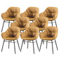 Modern Style Parsons Arm Chair Leather Upholstered Indoor Dining Chair Yellow 8 Piece Set Clearhalo 'Dining Chairs' 'Dining Tables & Seating' 'dining_chair' 'furn' 'furn_dining_chair' 'Furniture' 'Kitchen & Dining Furniture' 6394386