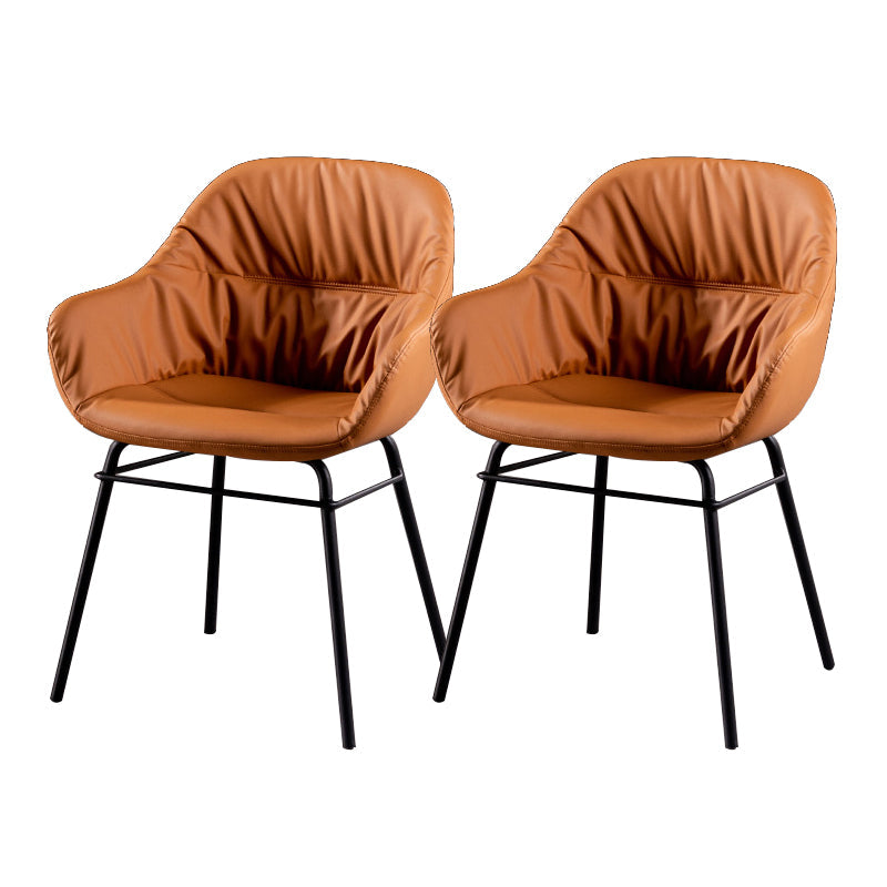 Modern Style Parsons Arm Chair Leather Upholstered Indoor Dining Chair Brown 2 Piece Set Clearhalo 'Dining Chairs' 'Dining Tables & Seating' 'dining_chair' 'furn' 'furn_dining_chair' 'Furniture' 'Kitchen & Dining Furniture' 6394387