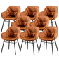 Modern Style Parsons Arm Chair Leather Upholstered Indoor Dining Chair Brown 8 Piece Set Clearhalo 'Dining Chairs' 'Dining Tables & Seating' 'dining_chair' 'furn' 'furn_dining_chair' 'Furniture' 'Kitchen & Dining Furniture' 6394390