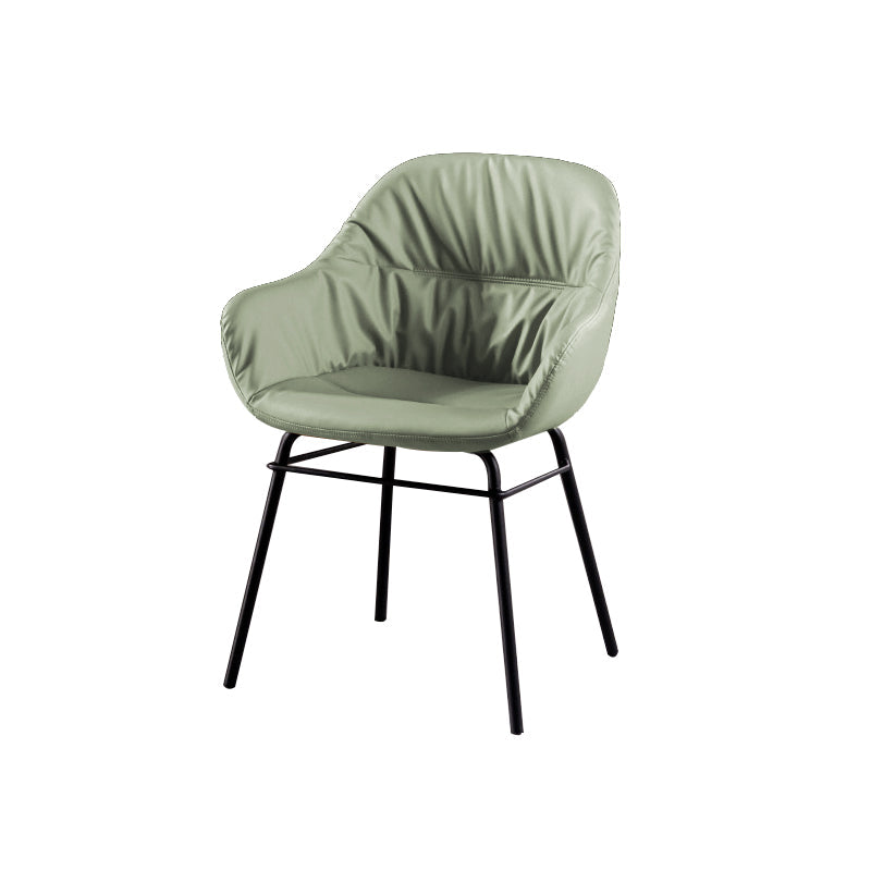 Modern Style Parsons Arm Chair Leather Upholstered Indoor Dining Chair Lake Green 1 Piece Clearhalo 'Dining Chairs' 'Dining Tables & Seating' 'dining_chair' 'furn' 'furn_dining_chair' 'Furniture' 'Kitchen & Dining Furniture' 6394391