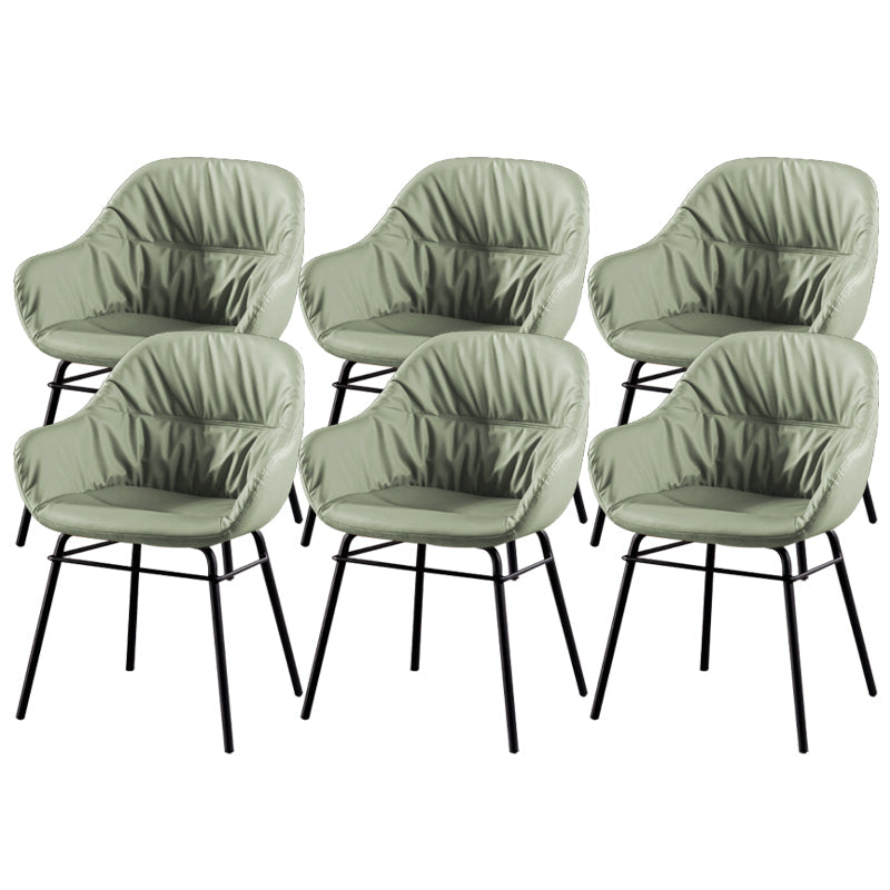 Modern Style Parsons Arm Chair Leather Upholstered Indoor Dining Chair Lake Green 6 Piece Set Clearhalo 'Dining Chairs' 'Dining Tables & Seating' 'dining_chair' 'furn' 'furn_dining_chair' 'Furniture' 'Kitchen & Dining Furniture' 6394394