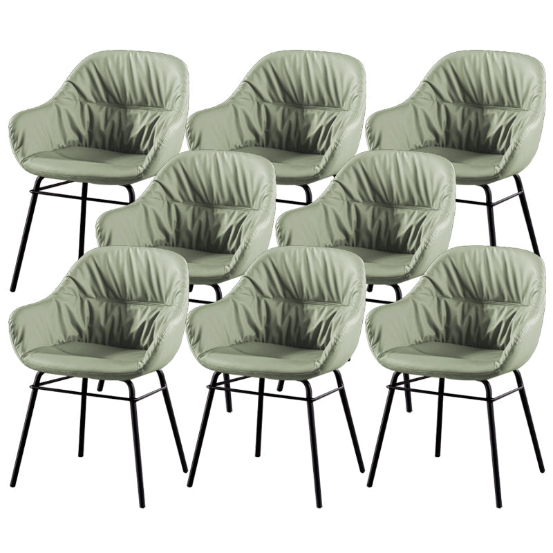 Modern Style Parsons Arm Chair Leather Upholstered Indoor Dining Chair Lake Green 8 Piece Set Clearhalo 'Dining Chairs' 'Dining Tables & Seating' 'dining_chair' 'furn' 'furn_dining_chair' 'Furniture' 'Kitchen & Dining Furniture' 6394395