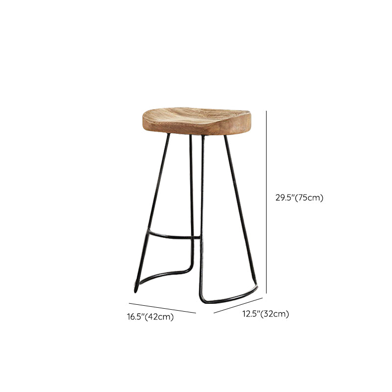 Contemporary Style Counter Stool Solid Wood Saddle Seat Bar Stool with Metal Base Clearhalo 'Bar Furniture' 'Bar Stools' 'bar_stools' 'furn' 'furn_bar_stools' 'Furniture' 'Kitchen & Dining Furniture' 6394686