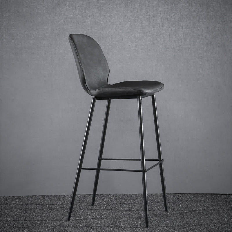 Modern Faux Leather Counter Stool Low Back Indoor Stool with Black Frame Black 1 Piece Clearhalo 'Bar Furniture' 'Bar Stools' 'bar_stools' 'furn' 'furn_bar_stools' 'Furniture' 'Kitchen & Dining Furniture' 6394688