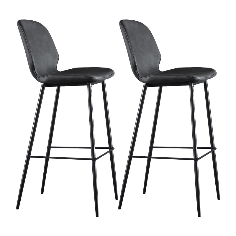 Modern Faux Leather Counter Stool Low Back Indoor Stool with Black Frame Black 2 Piece Set Clearhalo 'Bar Furniture' 'Bar Stools' 'bar_stools' 'furn' 'furn_bar_stools' 'Furniture' 'Kitchen & Dining Furniture' 6394689