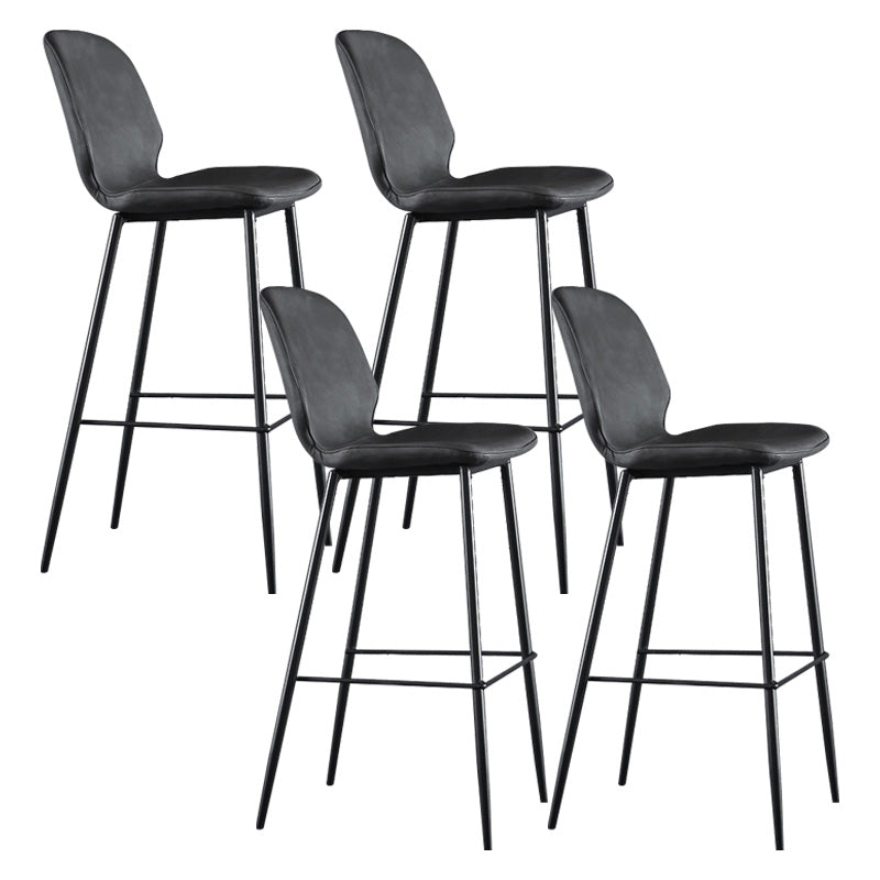 Modern Faux Leather Counter Stool Low Back Indoor Stool with Black Frame Black 4 Piece Set Clearhalo 'Bar Furniture' 'Bar Stools' 'bar_stools' 'furn' 'furn_bar_stools' 'Furniture' 'Kitchen & Dining Furniture' 6394692