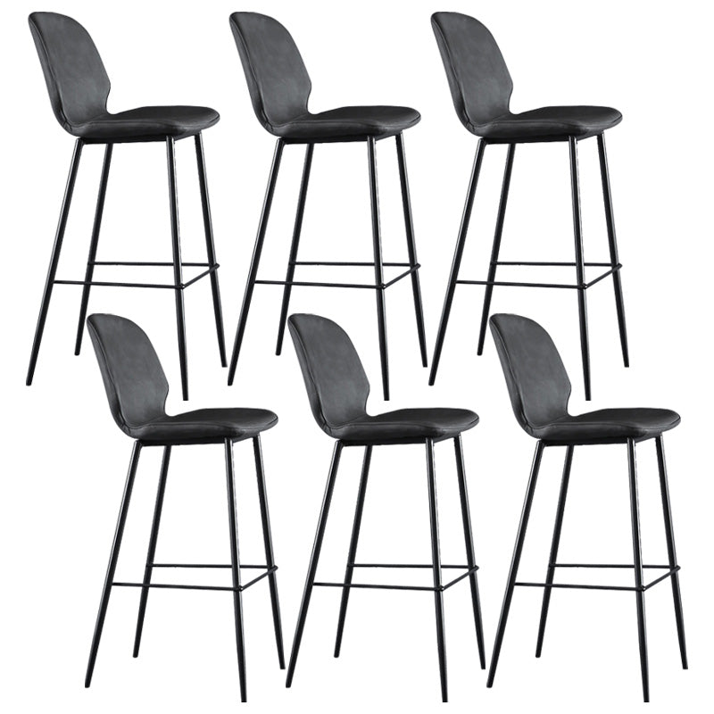 Modern Faux Leather Counter Stool Low Back Indoor Stool with Black Frame Black 6 Piece Set Clearhalo 'Bar Furniture' 'Bar Stools' 'bar_stools' 'furn' 'furn_bar_stools' 'Furniture' 'Kitchen & Dining Furniture' 6394694