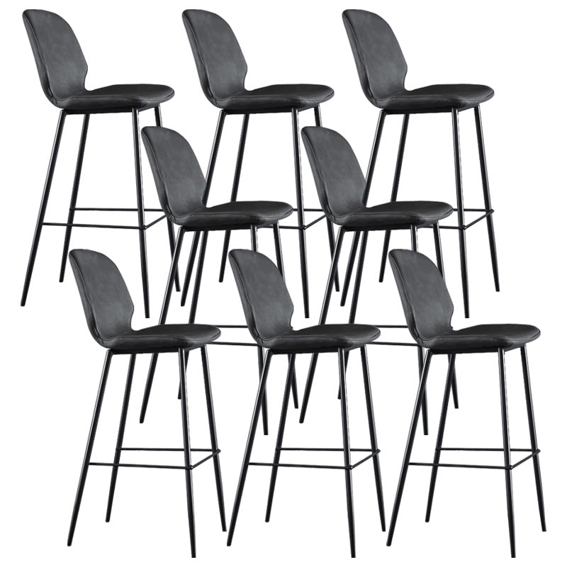 Modern Faux Leather Counter Stool Low Back Indoor Stool with Black Frame Black 8 Piece Set Clearhalo 'Bar Furniture' 'Bar Stools' 'bar_stools' 'furn' 'furn_bar_stools' 'Furniture' 'Kitchen & Dining Furniture' 6394696