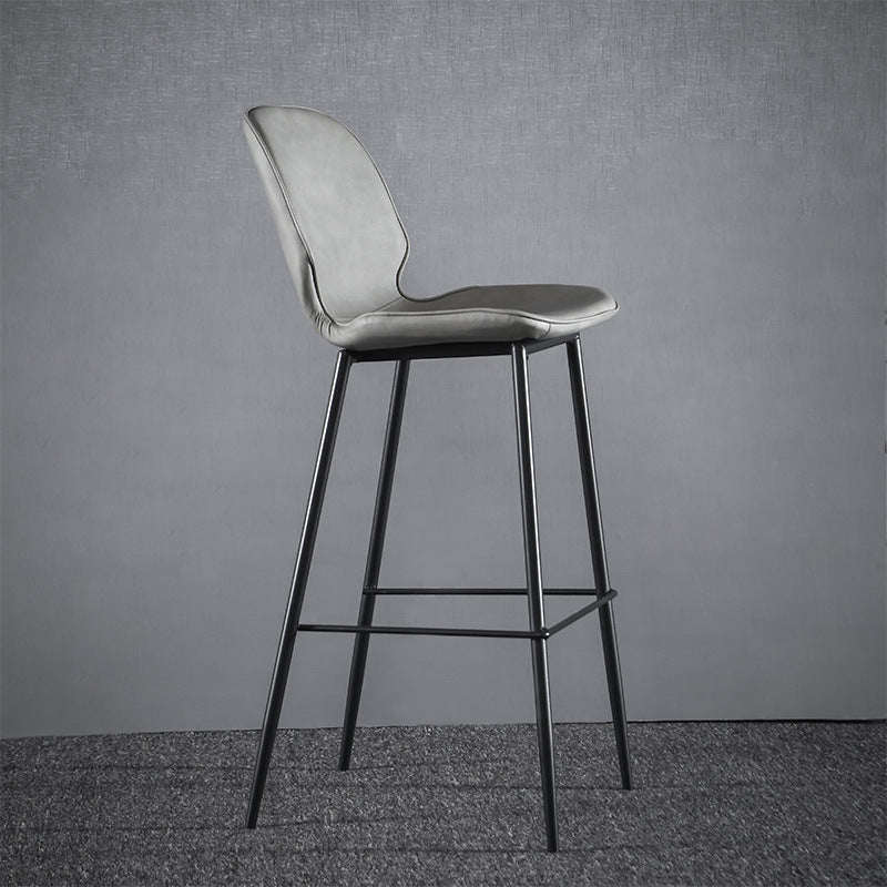 Modern Faux Leather Counter Stool Low Back Indoor Stool with Black Frame Grey 1 Piece Clearhalo 'Bar Furniture' 'Bar Stools' 'bar_stools' 'furn' 'furn_bar_stools' 'Furniture' 'Kitchen & Dining Furniture' 6394698