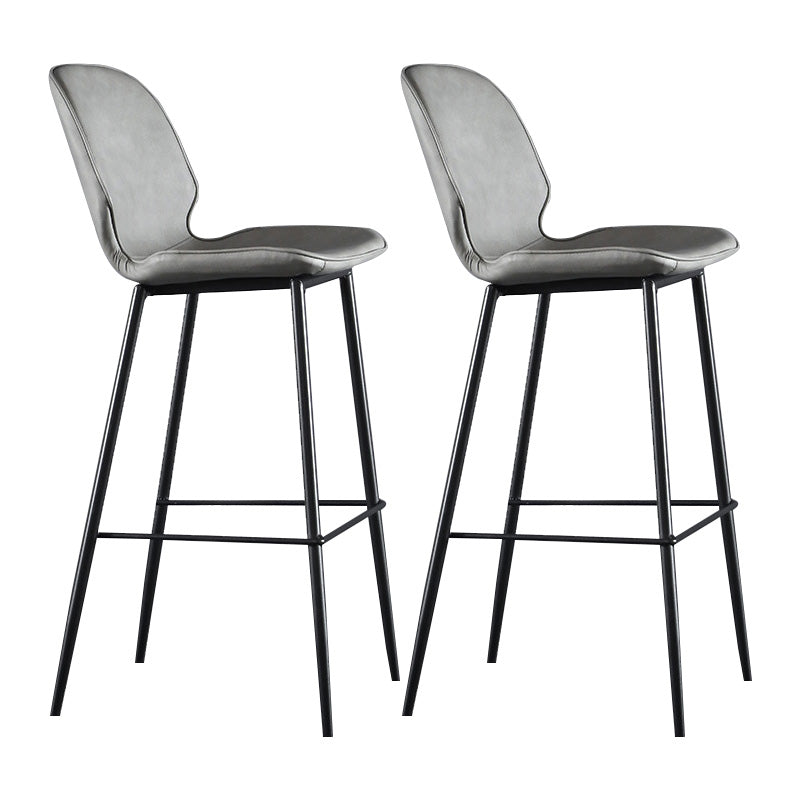 Modern Faux Leather Counter Stool Low Back Indoor Stool with Black Frame Grey 2 Piece Set Clearhalo 'Bar Furniture' 'Bar Stools' 'bar_stools' 'furn' 'furn_bar_stools' 'Furniture' 'Kitchen & Dining Furniture' 6394699