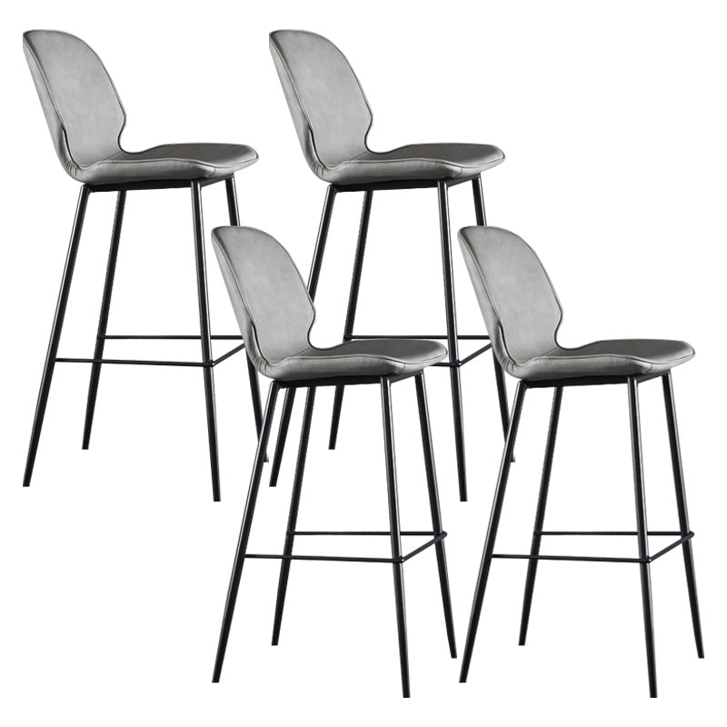 Modern Faux Leather Counter Stool Low Back Indoor Stool with Black Frame Grey 4 Piece Set Clearhalo 'Bar Furniture' 'Bar Stools' 'bar_stools' 'furn' 'furn_bar_stools' 'Furniture' 'Kitchen & Dining Furniture' 6394702