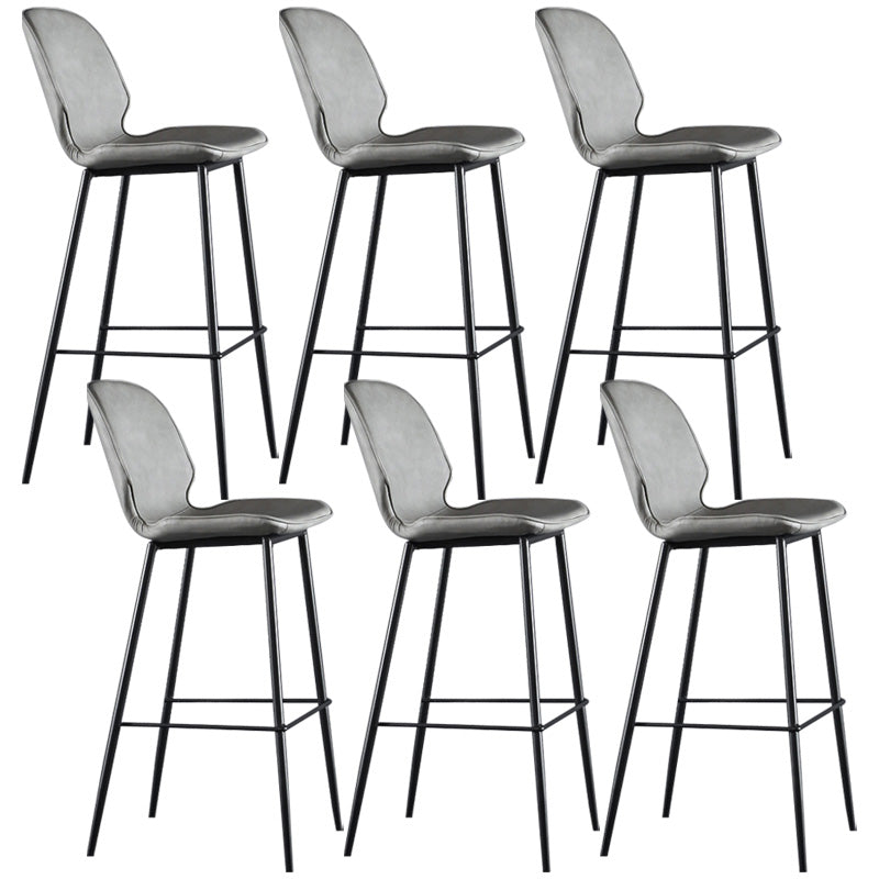 Modern Faux Leather Counter Stool Low Back Indoor Stool with Black Frame Grey 6 Piece Set Clearhalo 'Bar Furniture' 'Bar Stools' 'bar_stools' 'furn' 'furn_bar_stools' 'Furniture' 'Kitchen & Dining Furniture' 6394704